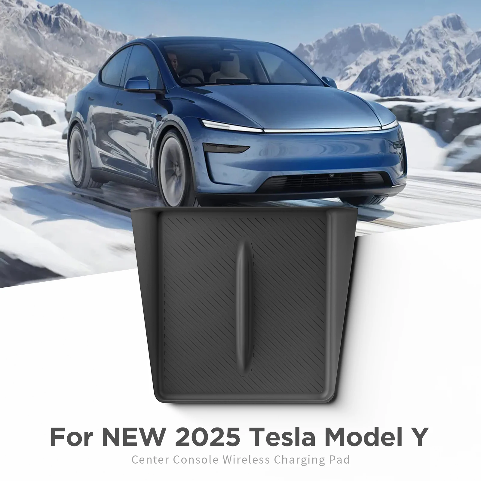Фото Автомобильный антигрязевой коврик LUCKEASY для Tesla Model Y Launch 2025 2026, противоскользящие коврики Juniper, аксессуары для мобильных телефонов с беспроводной зарядкой №1