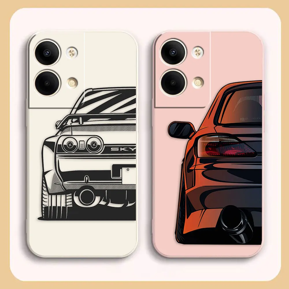 

Phone Case For OPPO RENO 8 7 9 6 7SE 5 4 4SE 4 3 4G 5G PRO PLUS Colour Case Cover Funda Cqoue Shell Capa Cartoon JDM Drift Car