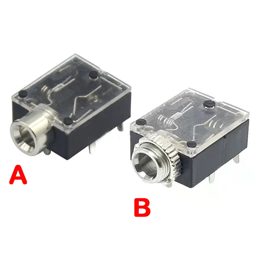 

10PCS 5 Pin 3.5mm Stereo Audio Jack Socket PCB Panel Mount for Headphone With Nut PJ-324M