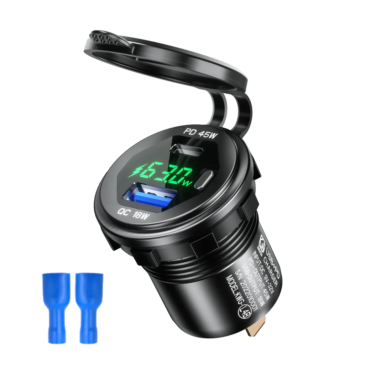 

Автомобильное зарядное устройство USB Type-C PD QC3.0, 45 Вт, 12 В, 24 В, быстрая зарядка