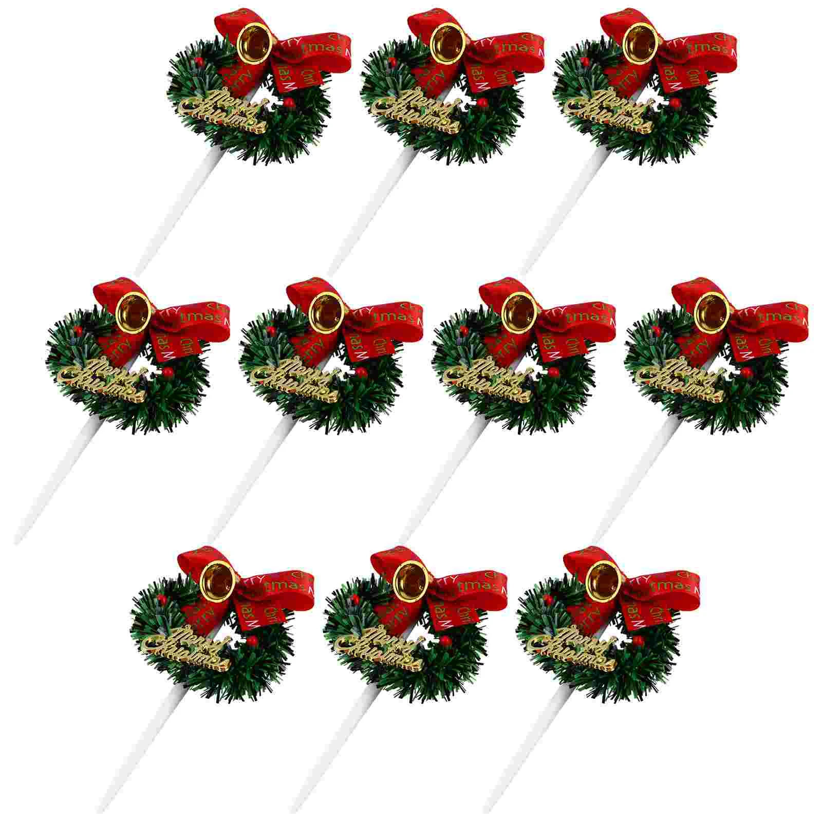 

Christmas Wreath Insert Cake Decorations Topper Picks Dessert Garland Artificial Flower