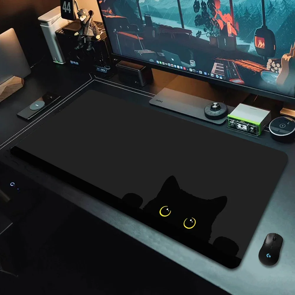 Большой игровой коврик для мыши Kawaii Black Cat Kitten 400x900 мм