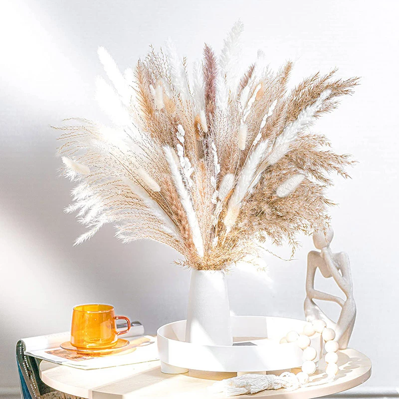 

60/62/76/80/85/100pcs Boho Pampas Grass Bouquet Home Decor Floral Dried Flowers Wedding Arrangements Natural Reed Bunny Tails