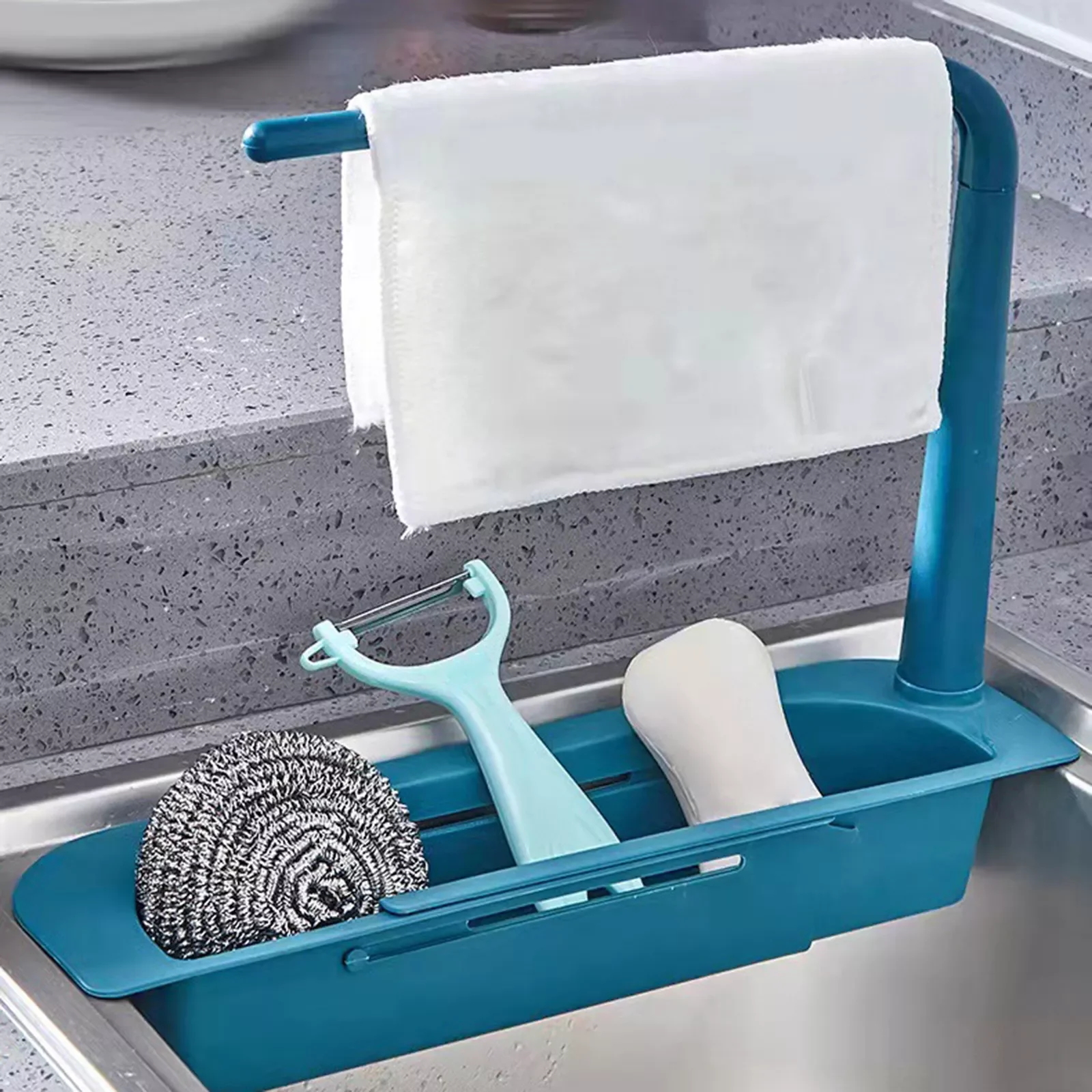 

Telescopic Sink Drain Rack Soap Sponge Holder Organizer Sink Shelf Hanger Expandable Storage Basket Kitchen Tools
