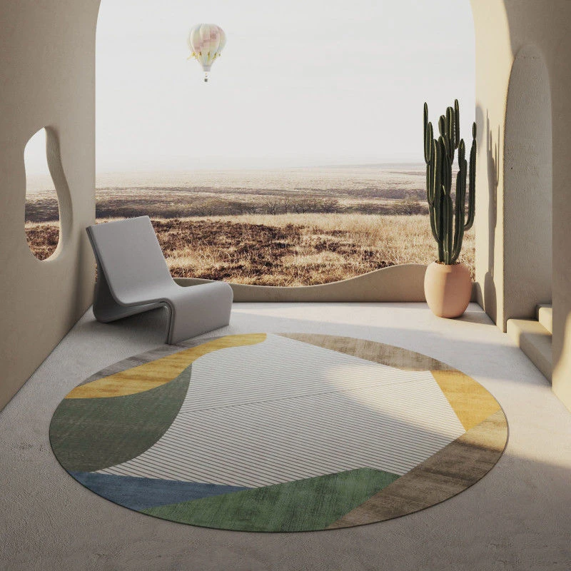 

Wabi-sabi Style Living Room Round Rug Simple Study Cloakroom Balcony Carpets Light Luxury Bedroom Carpet Sofa Coffee Tables Rugs