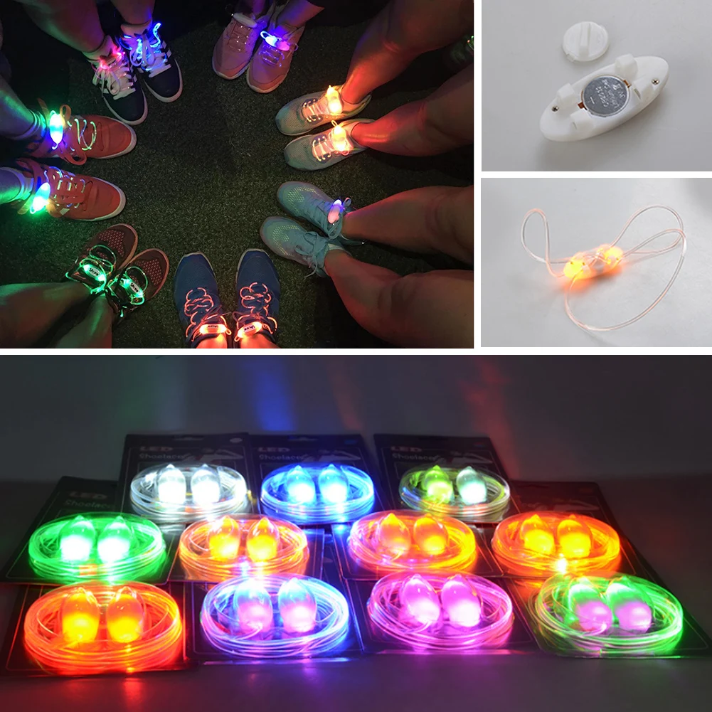 

New LED Sport Shoe Laces Luminous Shoelaces Glow Shoe Strings Oval Flash Light Shoelaces No Tie Lazy Shoe Laces Party Decor