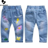 new 2022 kids fashion cartoon jeans trousers pants baby girls denim pants jeans spring autumn loose jeans long pants clothing