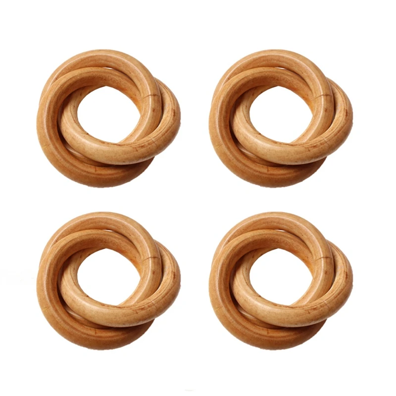 

4Pcs Wood Napkin Rings, Wood Circles For Macrame Napkin Buckles, Napkin Ring Holders For Farmhouse, Wedding, Table Decor