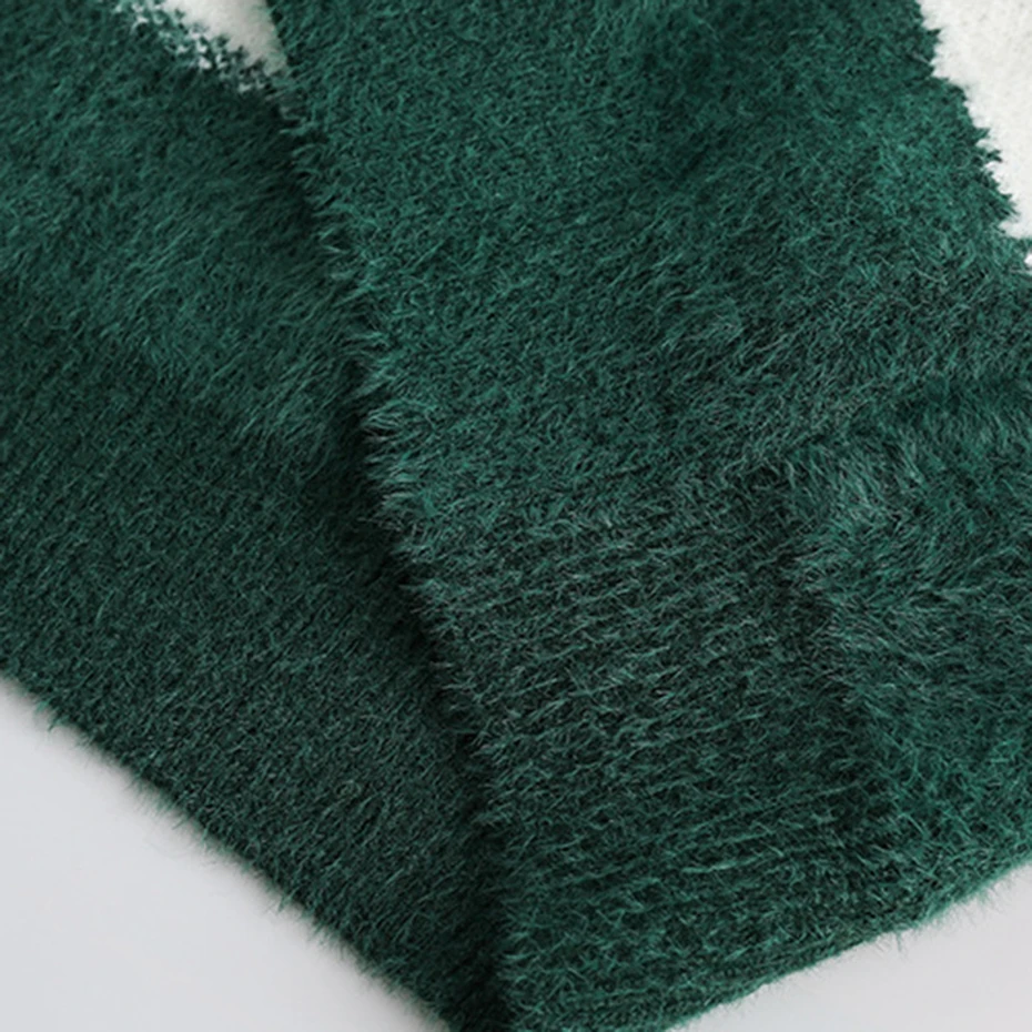 Fluffy Mohair Sweater Men Harajuku Y2K Streetwear Hip Hop Sweaters Striped Knitted Jumpers Oversized Fuzzy Pullover Knitwear