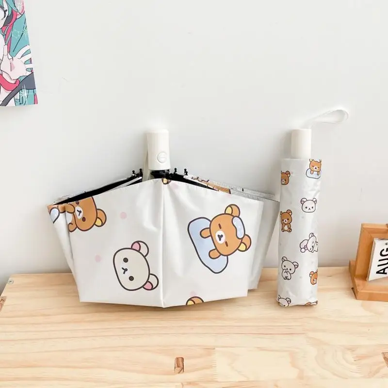 Kawaii милый зонт Rilakkuma двойного назначения дождя и света складной виниловый