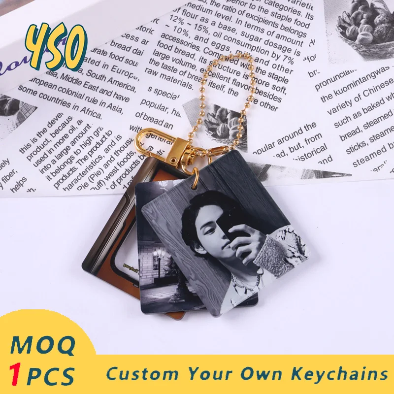 

YSO Cute Kpop BT Figure Photo Custom Double Sided Key Ring Merchandise S Charms Acrylic Keychain Set With Picture