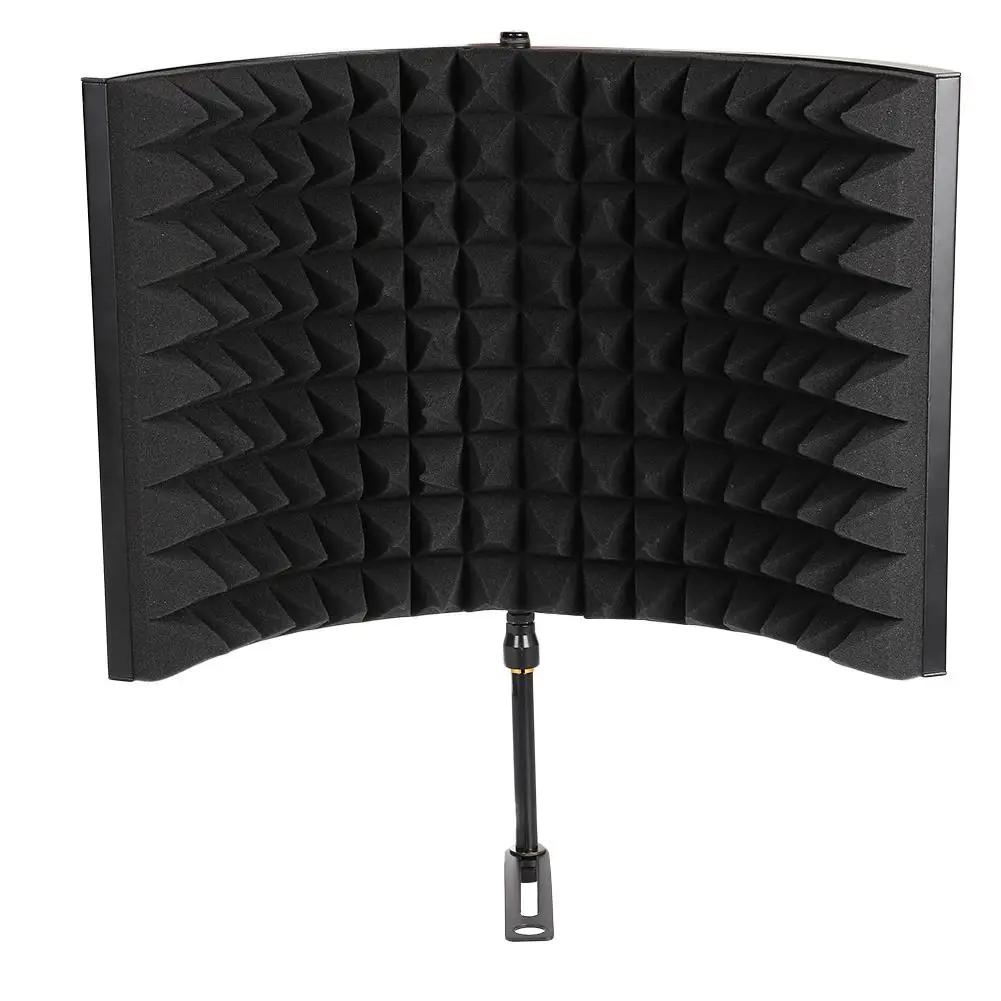 

Microphone Acoustic Isolation Shield Acoustic Metal and Sponge 2 Fold Design Professional Sponge Aluminum Isolator Panel