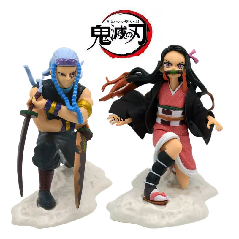 

2pcs/Set Demon Slayer Anime Figure Uzui Tengen Kamado Nezuko PVC Action Figure Kamado Tanjirou Model Toy Collection Doll Gifts