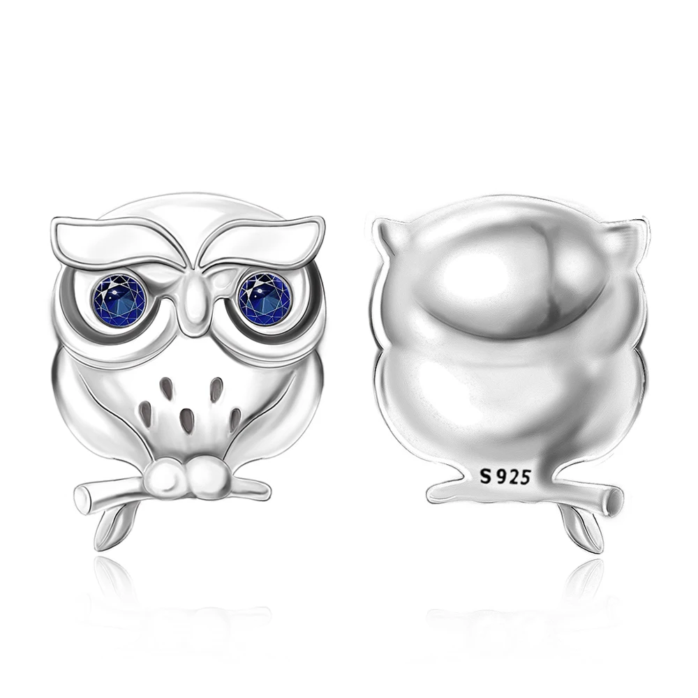 

Classic Silver Color Blue Eyes Sparkling Wise Owl Graduation Dangle Charm Bead Fit Original Bracelet Pendant DIY Jewelry
