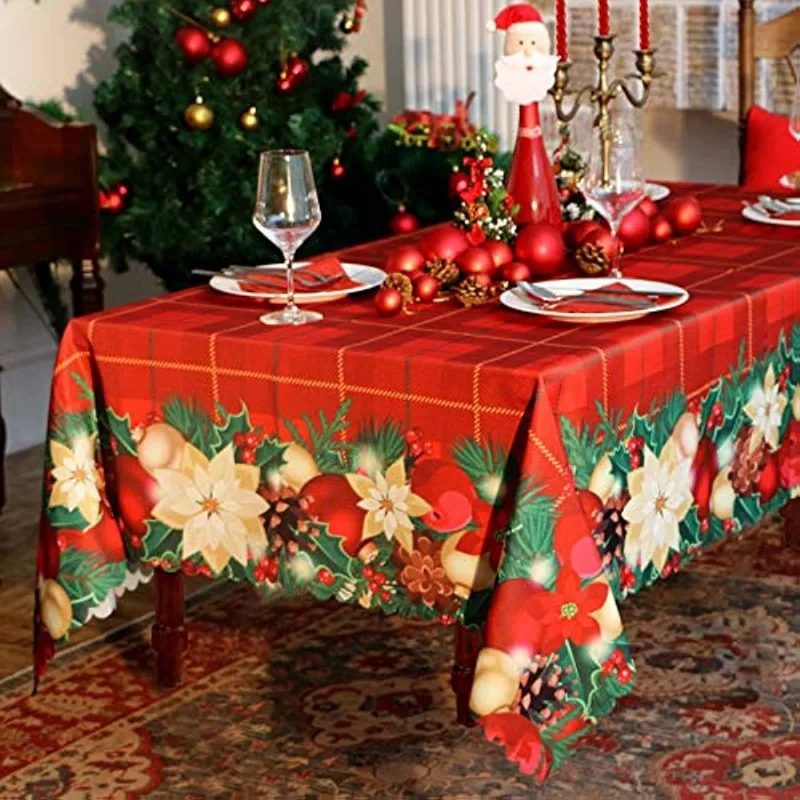 

2024 Christmas Tablecloth Snowman Polyester Rectangle Tablecloth Party Decoration Waterproof Dining Table Navidad Decorations