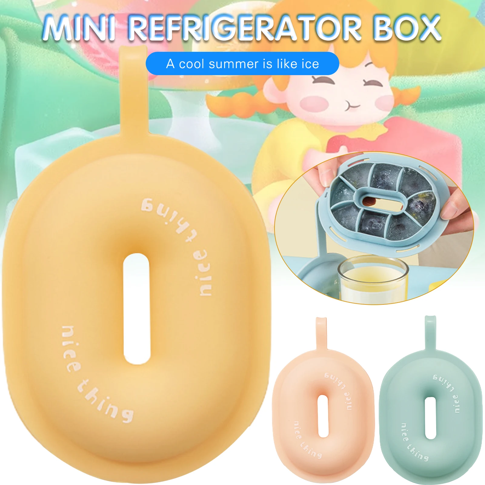 

8 Grids Silicone Ice Mould with Buckle Hanging Mini Ice Cube Maker for Freezer Kitchen Gadget Refrigerator Storage Box