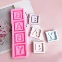 cute letter baby square silicone fondant mold diy chocolate candy desserts cookies pastry baking mould cake decorating tools