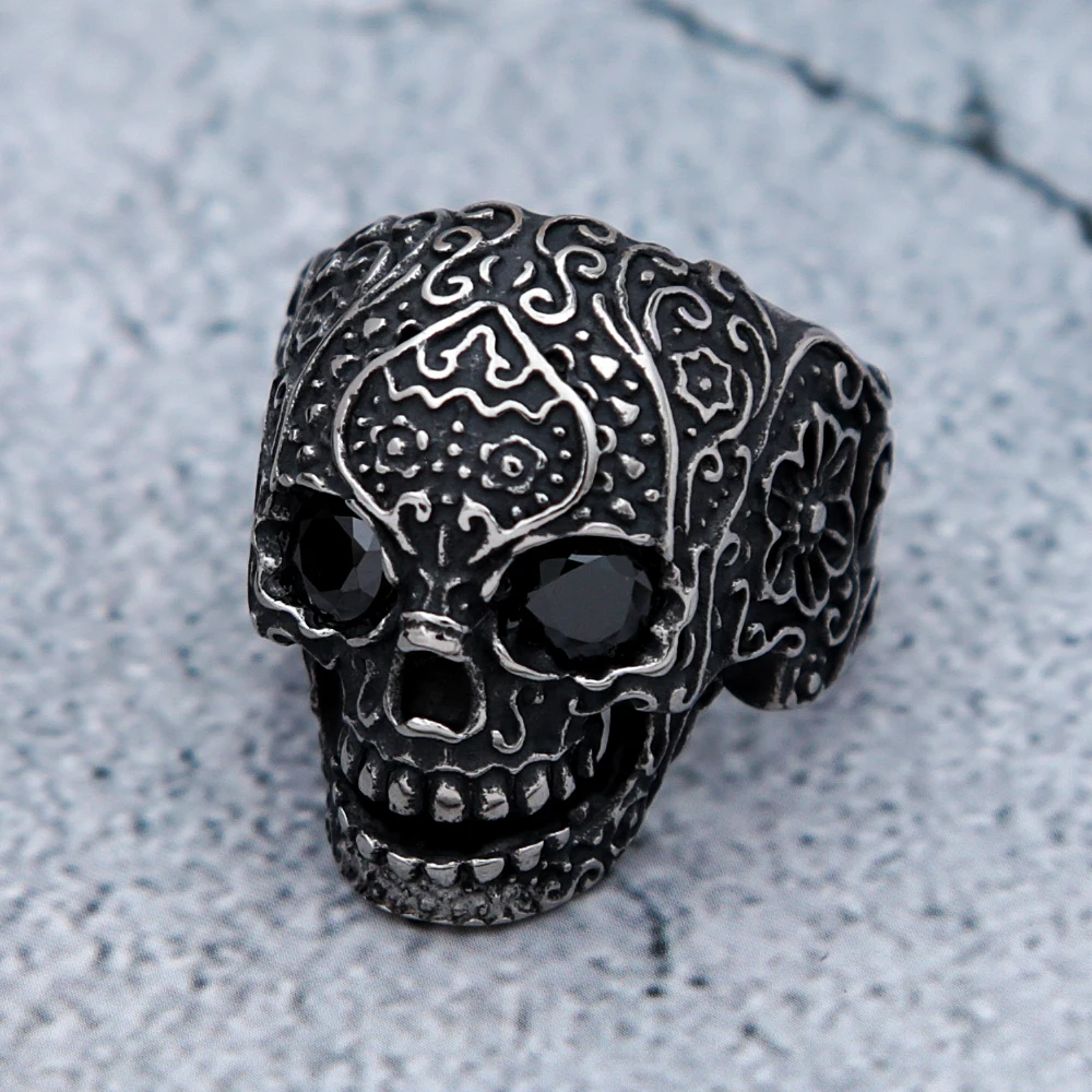 

Кольцо мужское из нержавеющей стали с черным камнем, в винтажном стиле