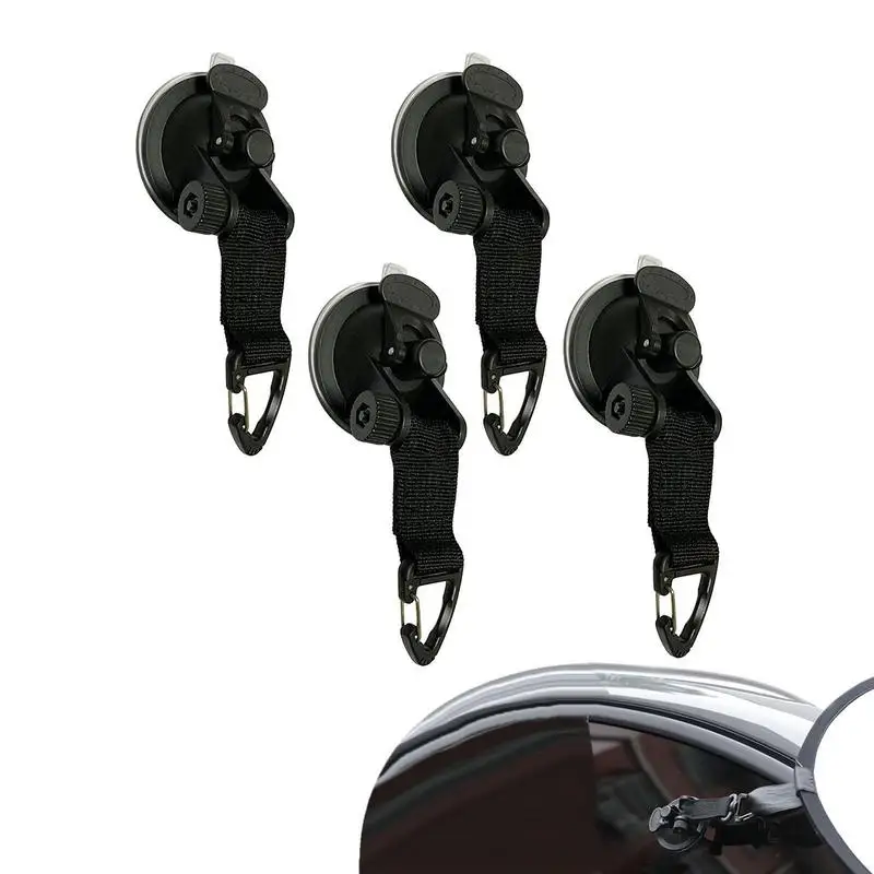 

Heavy Duty Suction Cup Hooks PU Suction Cups With Hooks 4 Pcs Outdoor Accessories Car Side Awning Pool Tarps Tents Securing Hook