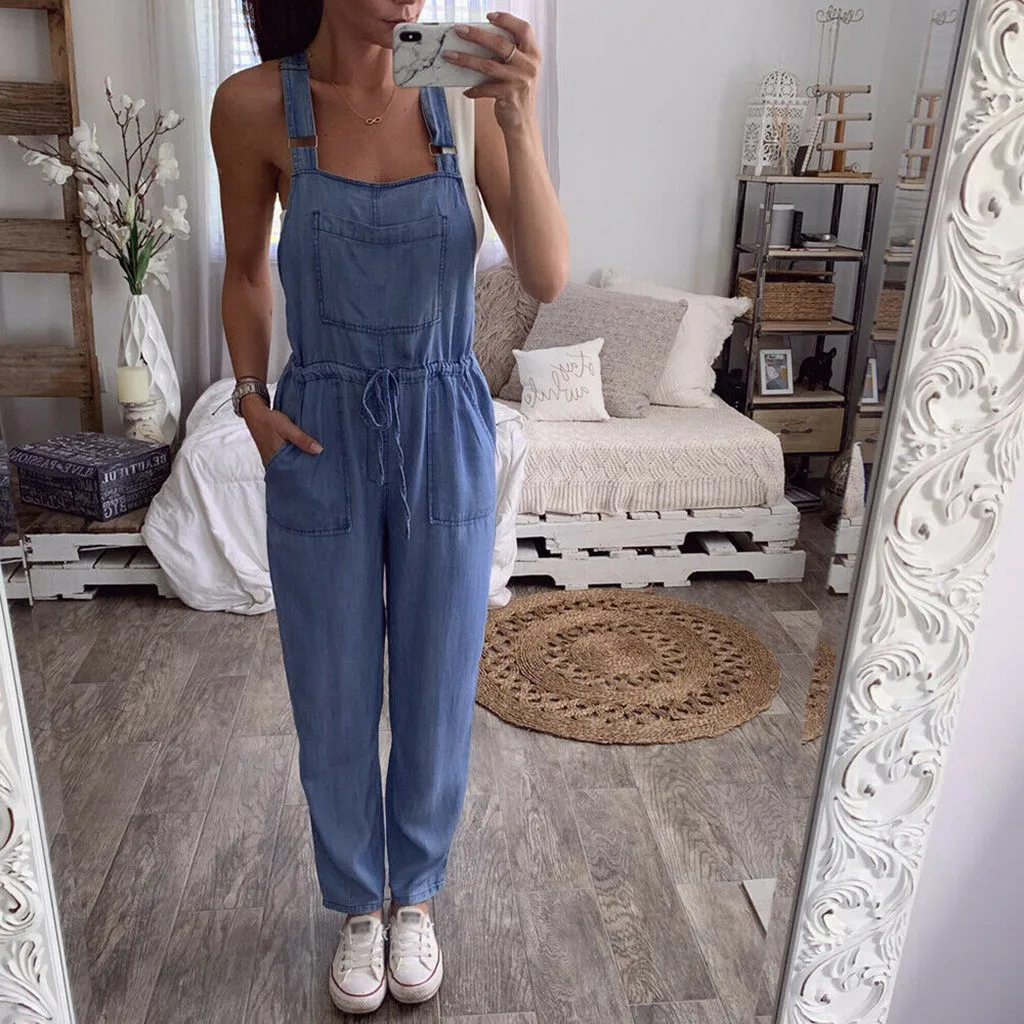

Summer Jumpsuit Women Casual Ladies Denim Overalls Jeans Bib Trousers Denim Streetwear Slim Fit Overalls combinaison femme