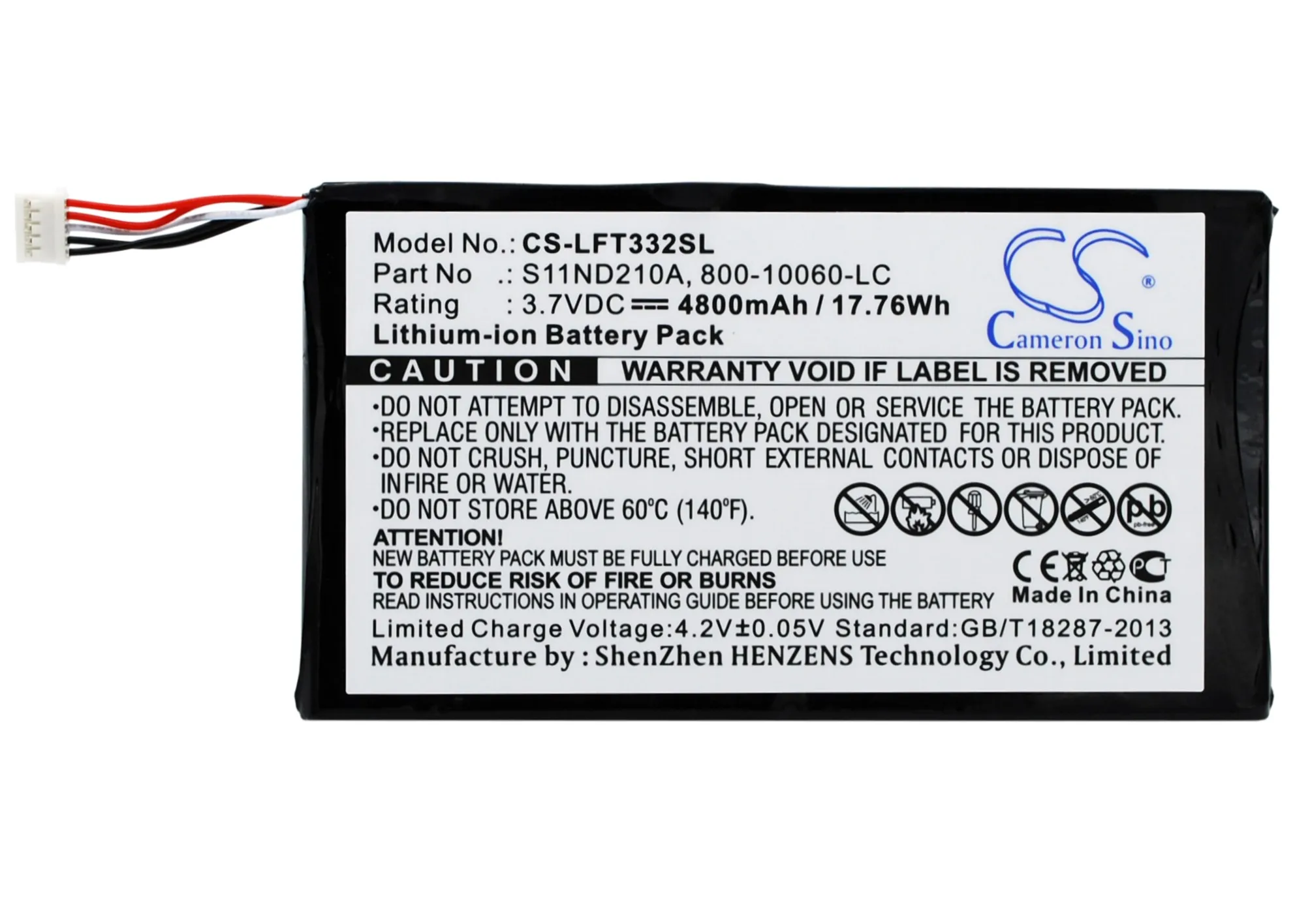 

Cameron Sino Battery For Leapfrog 800-10060-LC NABI2NV7A 4800mAh / 17.76Wh