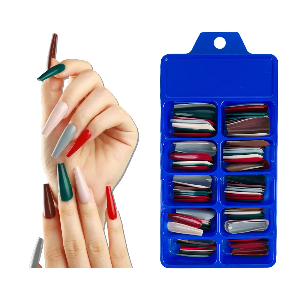 

100 шт./кор. длинные красочные балерины накладные ногти французский акриловый пресс на ногтях DIY Art Extra Stunning Fasle Nails Christmas Mix