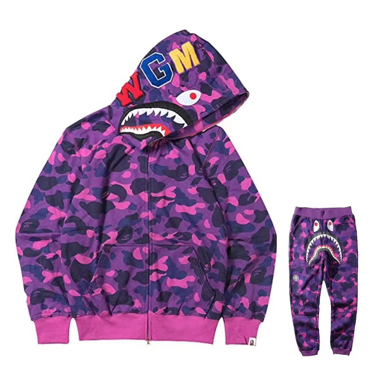 

Camo's suit bapes ritsleting man, Sweatshirt's blonde and young couple's pants, Hip Hop style, new 2023