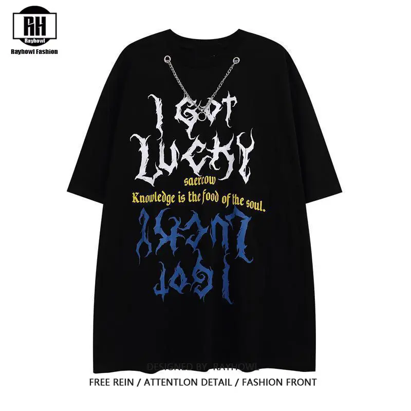 

2022 Cool Men Cotton 3D Necklace Pattern T-Shirt Original Tide Brand Hip-Hop T-Shirt Short Sleeve Graphic Streetwear Tee