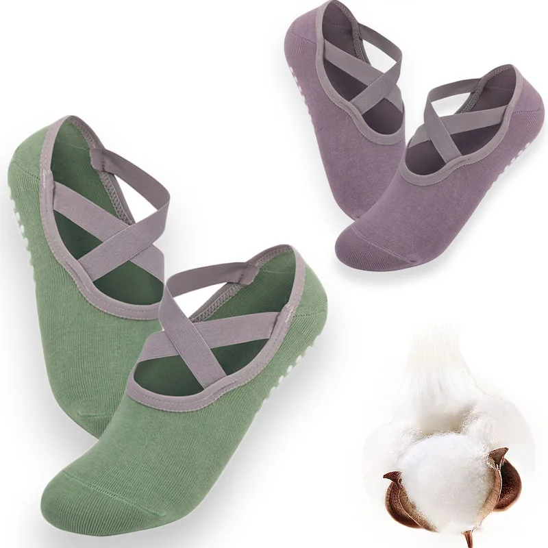 2/5/10pairs Women Pilates Sock Breathable Cross Back Anti-Slip Quick-Dry Yoga Sock Ballet Dance Cotton Socks Sport Accessories