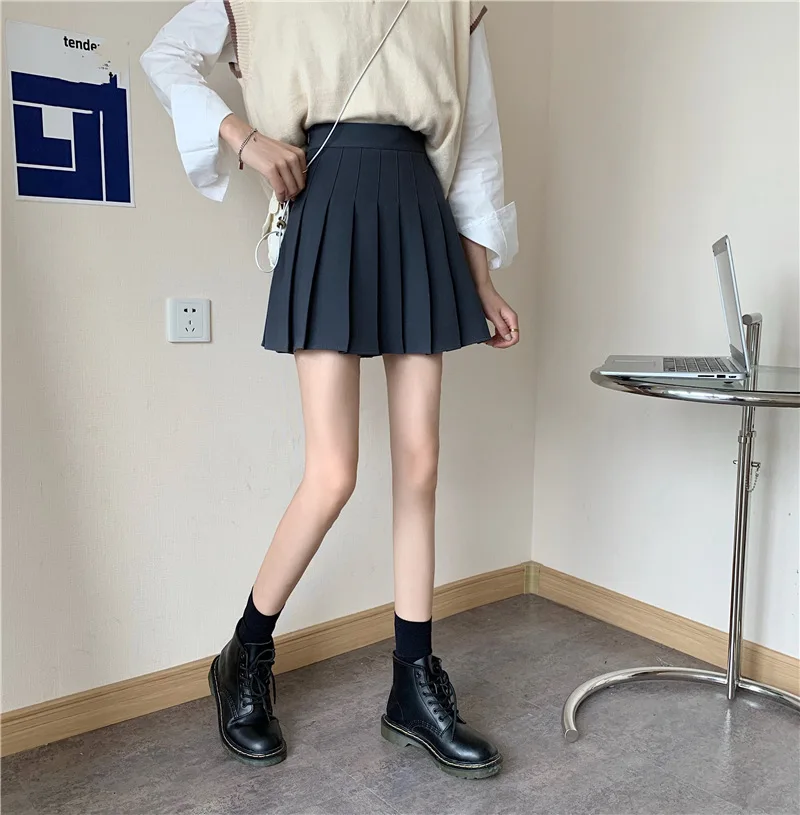 

New Black Uniform Pleated Skirt Pleated Skirt Girls Shorts A-line Skirt 2023 Casual Short Mini Women High-waisted Loose Women