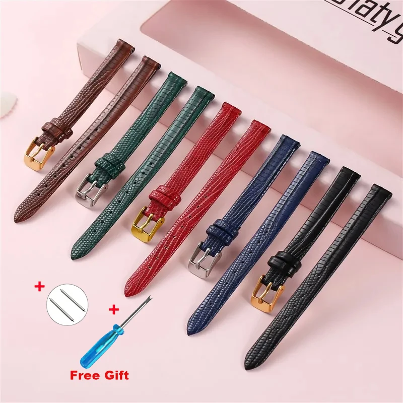 Тонкий ремешок из натуральной кожи с натуральным животным принтом ящерицы для