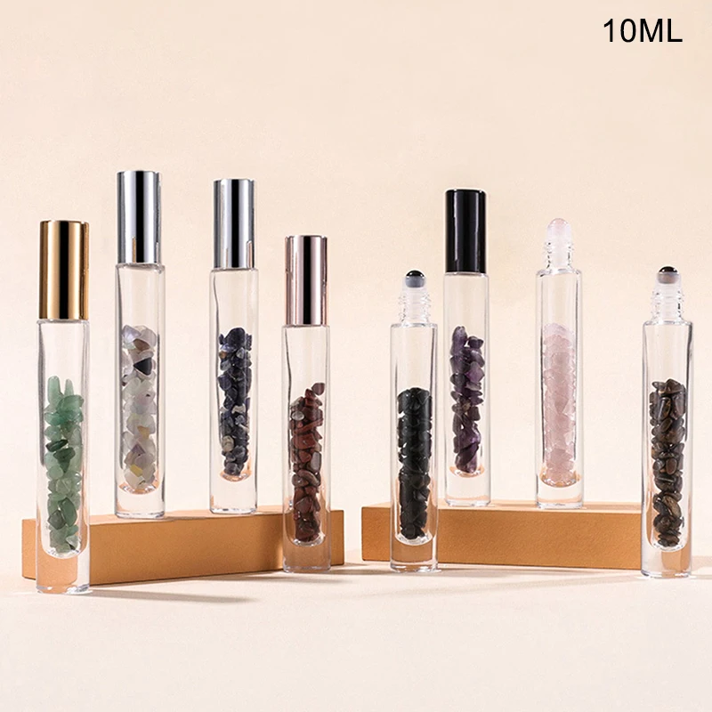 S Refillable Roll-on Healing Crystal Bottles Chips Semiprecious Stones