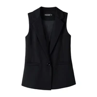 2022 new spring and autumn fashion all match high end women vest suit stylish sleeveless ladies blazer office black jacket
