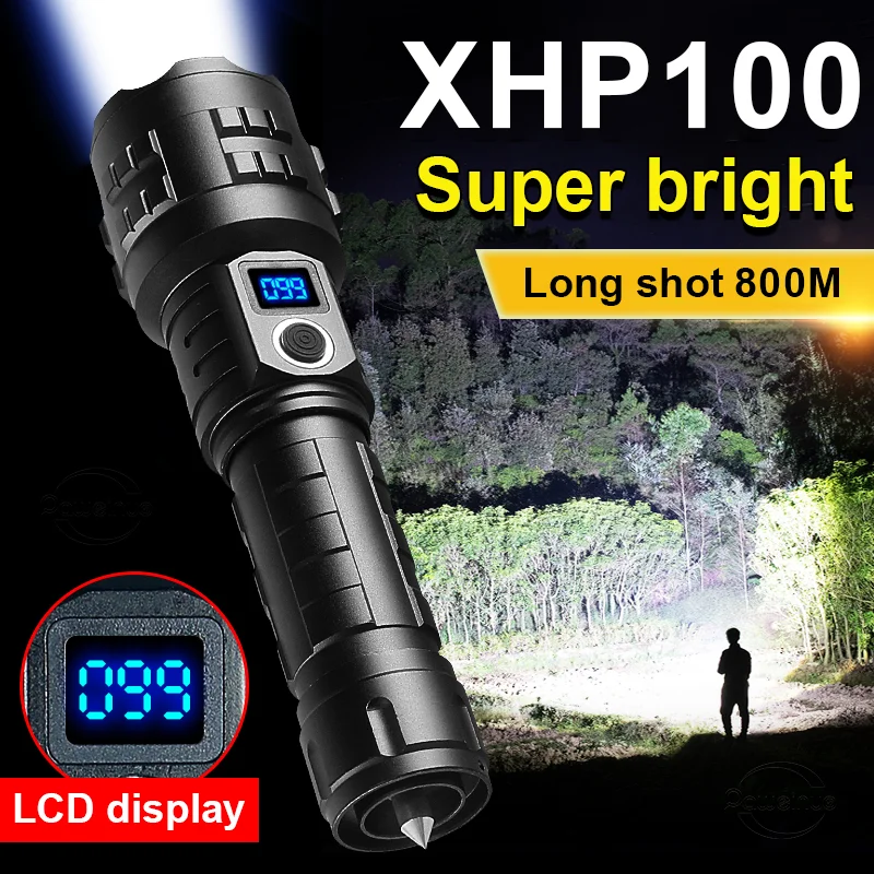 

Most 70000cd XHP100 Ultar Powerful LED Flashlight Torch USB Rechargeable XHP90.2 Tactical Flash Light 18650 Waterproof Hand Lamp
