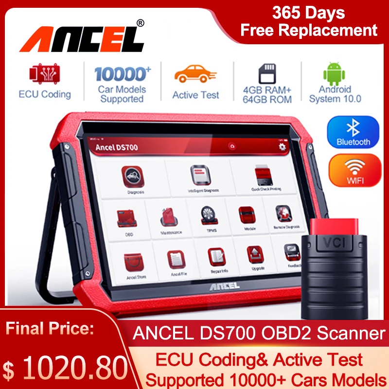 

ANCEL DS700 All System Diagnostic Tool OBD2 Scanner SRS Airbag DPF Reset Oil ABS TPMS AFS Adjust Automotive Engine Analysis