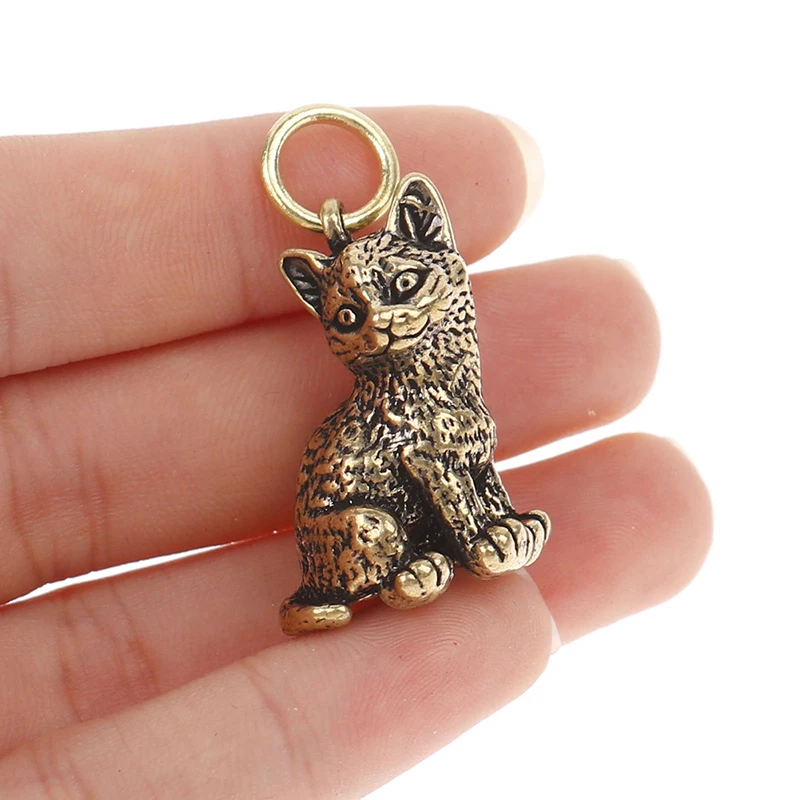 Винтажная Статуэтка из чистой меди в виде кошки и кролика