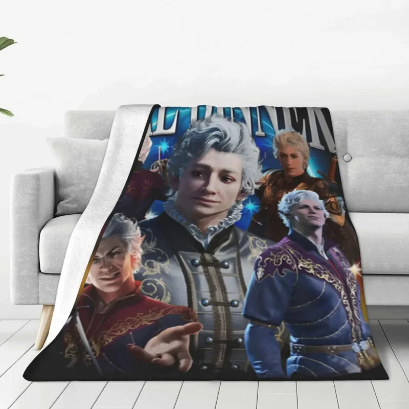 

Baldur's Gate 3 Astarion Blankets Vampire Character Camping Flannel Throw Blanket Warm Soft Couch Chair Sofa Bed Bedspread Gift