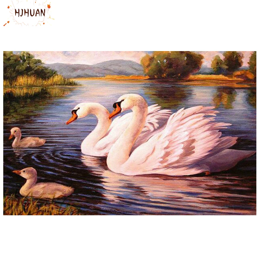 

5D Diamond Painting Tree river duck Full Square/round Diamond Embroidery Cross stitch Pictures Of Rhinestones Mosaic Home Decor