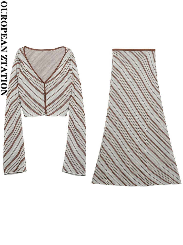 Модный женский полосатый укороченный вязаный кардиган PAILETE 2022 свитер или