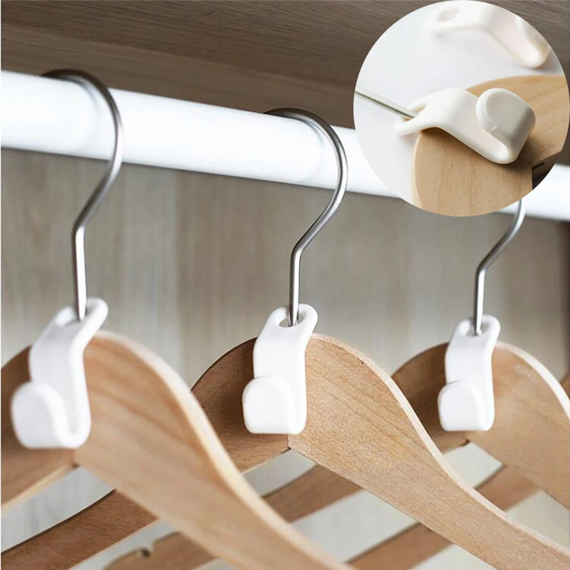 

50PCS Multi-function Coat Hooks Plastic Stackable Connection Hanger Bedroom Closet Rack Storage Space-saving