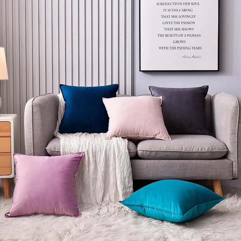 

1pcs 45cm*45cm Velvet Pillowcase Dutch Velvet Pillow Cover Solid Color Pillowslip Waist Pillow Back Cushion Cover Home Decor