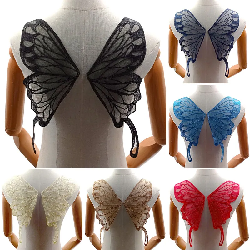 

1Pair Lace Butterfly Wing Appliques Collar DIY Lace Embroidered Butterfly Pattern Patches Handmade Sewing Crafts Dress Decor