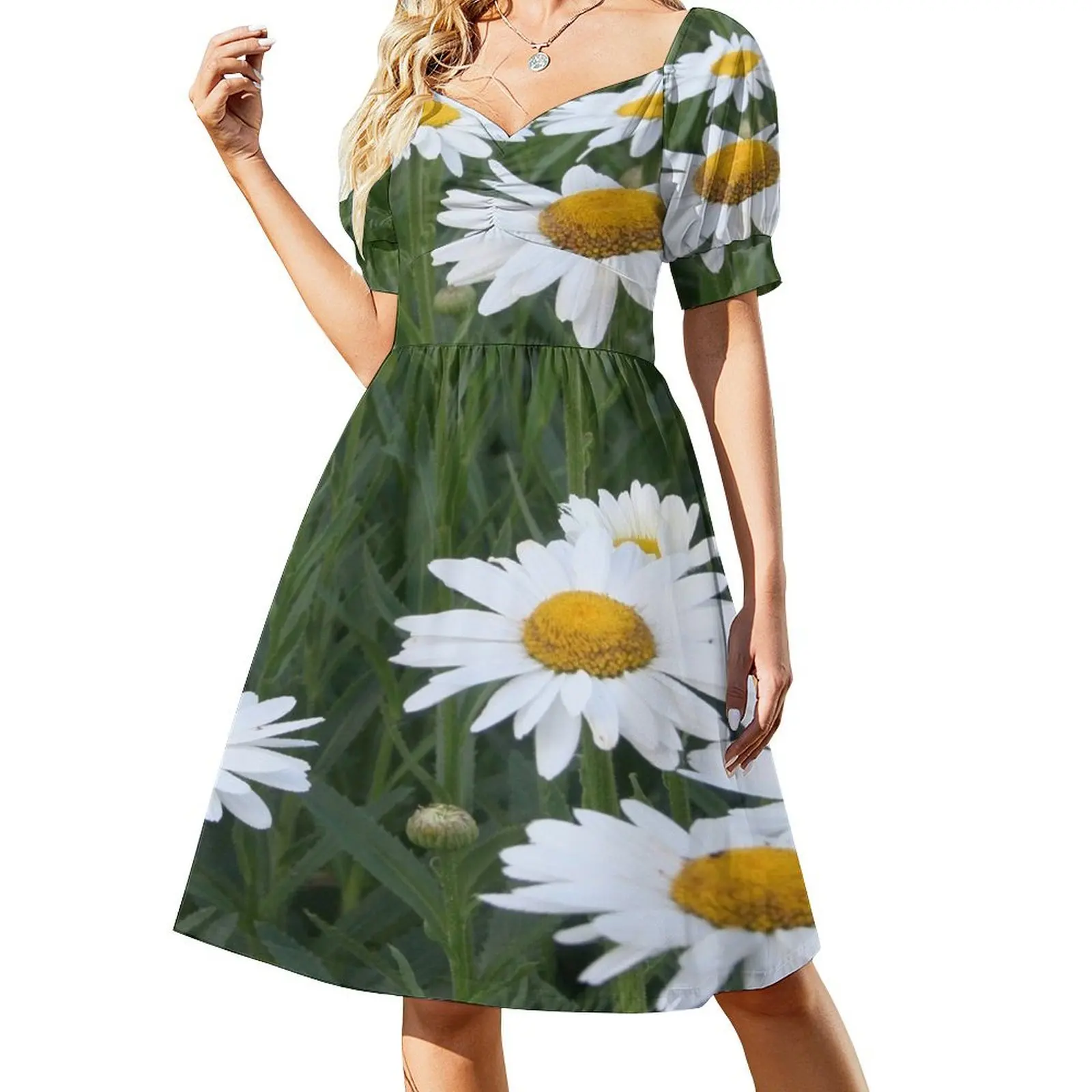 Платье с короткими рукавами и цветочным пейзажем Shasta Daisy женское длинное платье