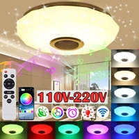8036w creative acrylic diamond lampshade rgb led ceiling light bedroom smart music lamp bluetooth compatible app remote control