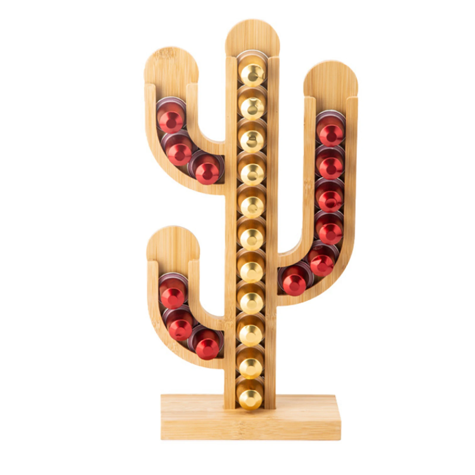 

Держатель для кофейных капсул Cactus, Бамбуковая башня для дозирования капсул кофе, подставка для 23 капсул Nespresso, дисплей, полки для хранения