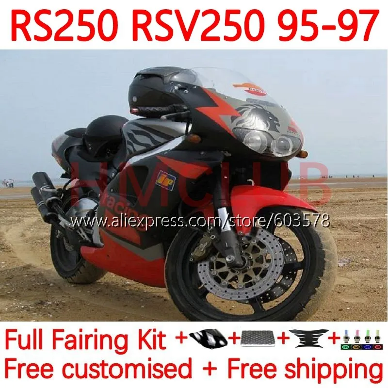 

Корпус для Aprilia RS-250 RSV250 RS 250 RSV250RR RS250R RS250 1995 1996 RSV 1997 RR 95 96 97, обтекатель 158No.8 red gossy blk