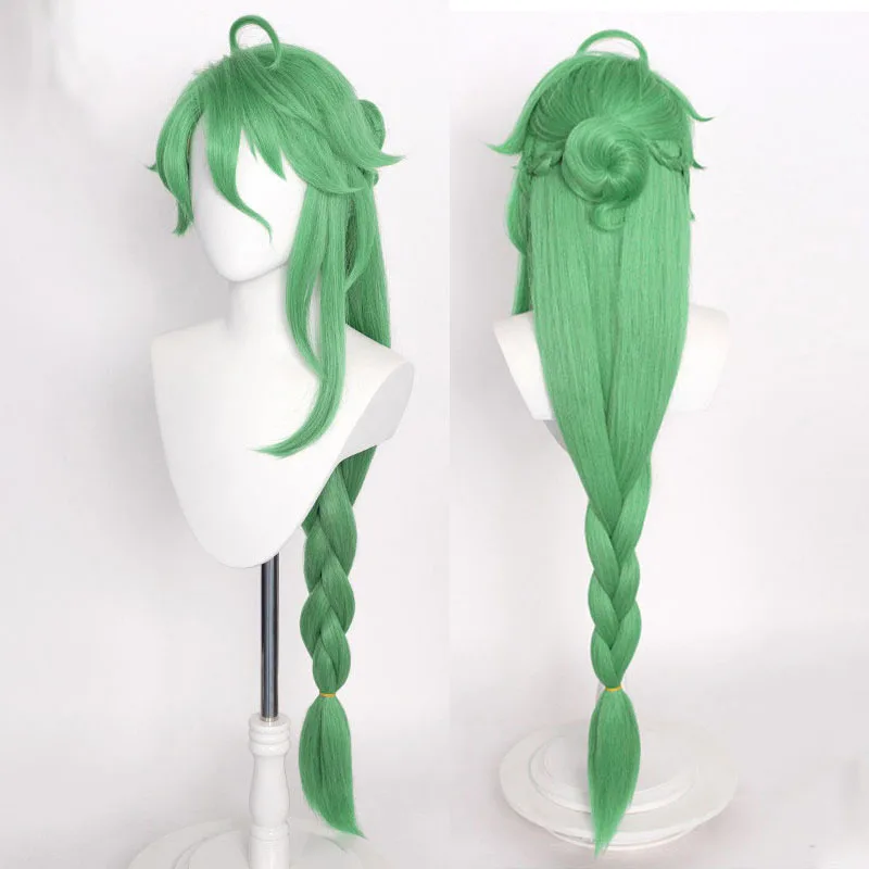 

Genshin Impact Baizhu Cosplay Wig Bai Zhu Long Green Braided Heat Resistant Synthetic Hair Anime Wigs + Wig Cap