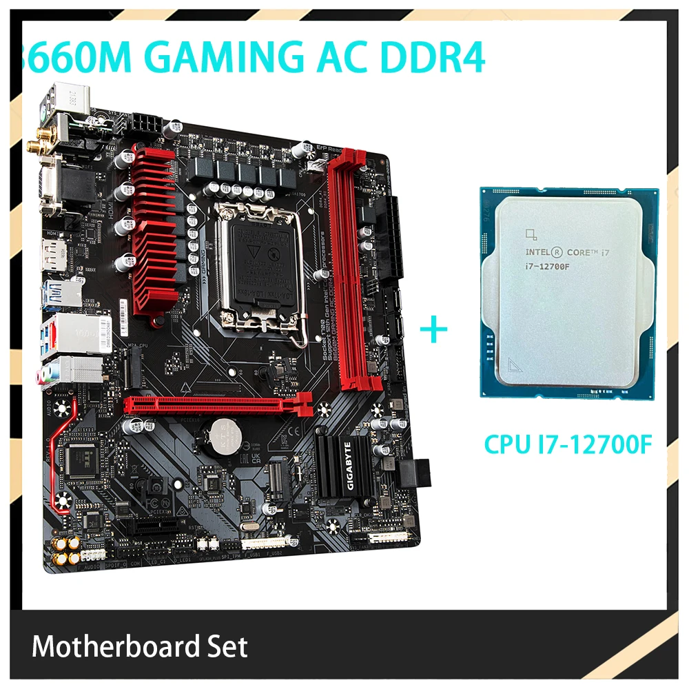 

B660M GAMING AC DDR4 + CPU I7-12700F для Gigabyte B660 LGA1700 64GB системная плата комплект ПК высокого качества Быстрая доставка