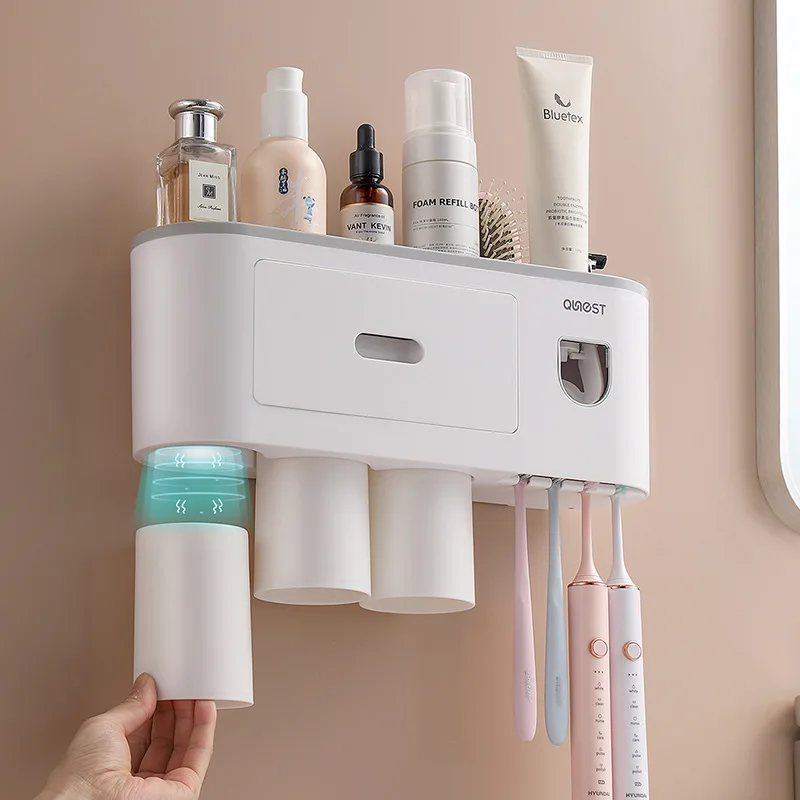 Двойной Автоматический Держатель Для Зубных Щеток И Дозатор Зубной Пасты