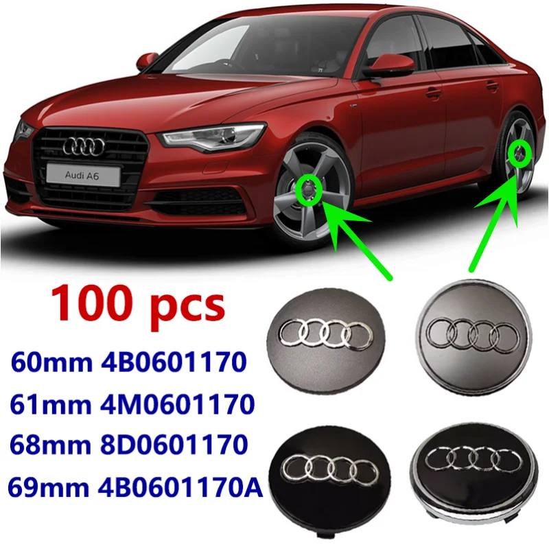 100 шт. для Audi A4 A6 A5 Q5 Q3 Q7 S3 S4 S5 S6 центральные колпачки автомобильных колес наклейка